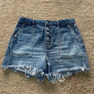 Free People Jesse Carpenter Denim Cutoff Shorts In Washed Denim 29 - OB934883